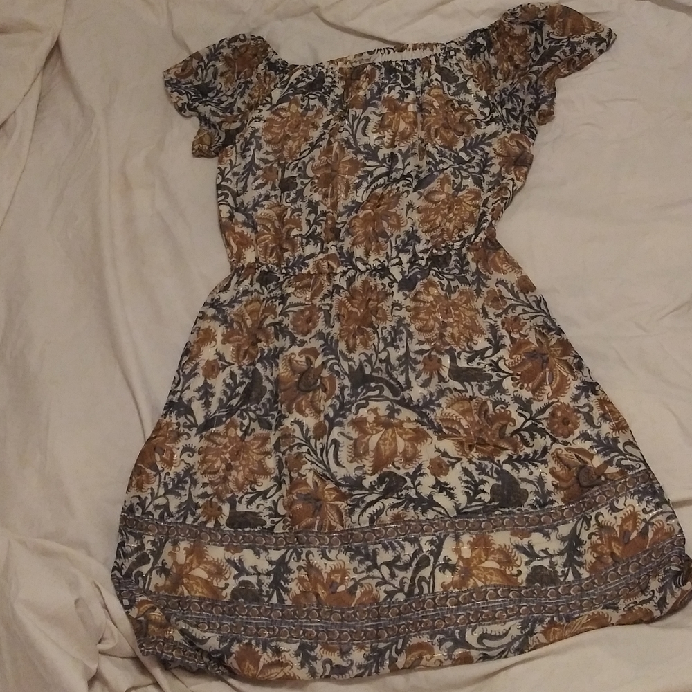 Lucky Brand Gold Thread Floral Dress